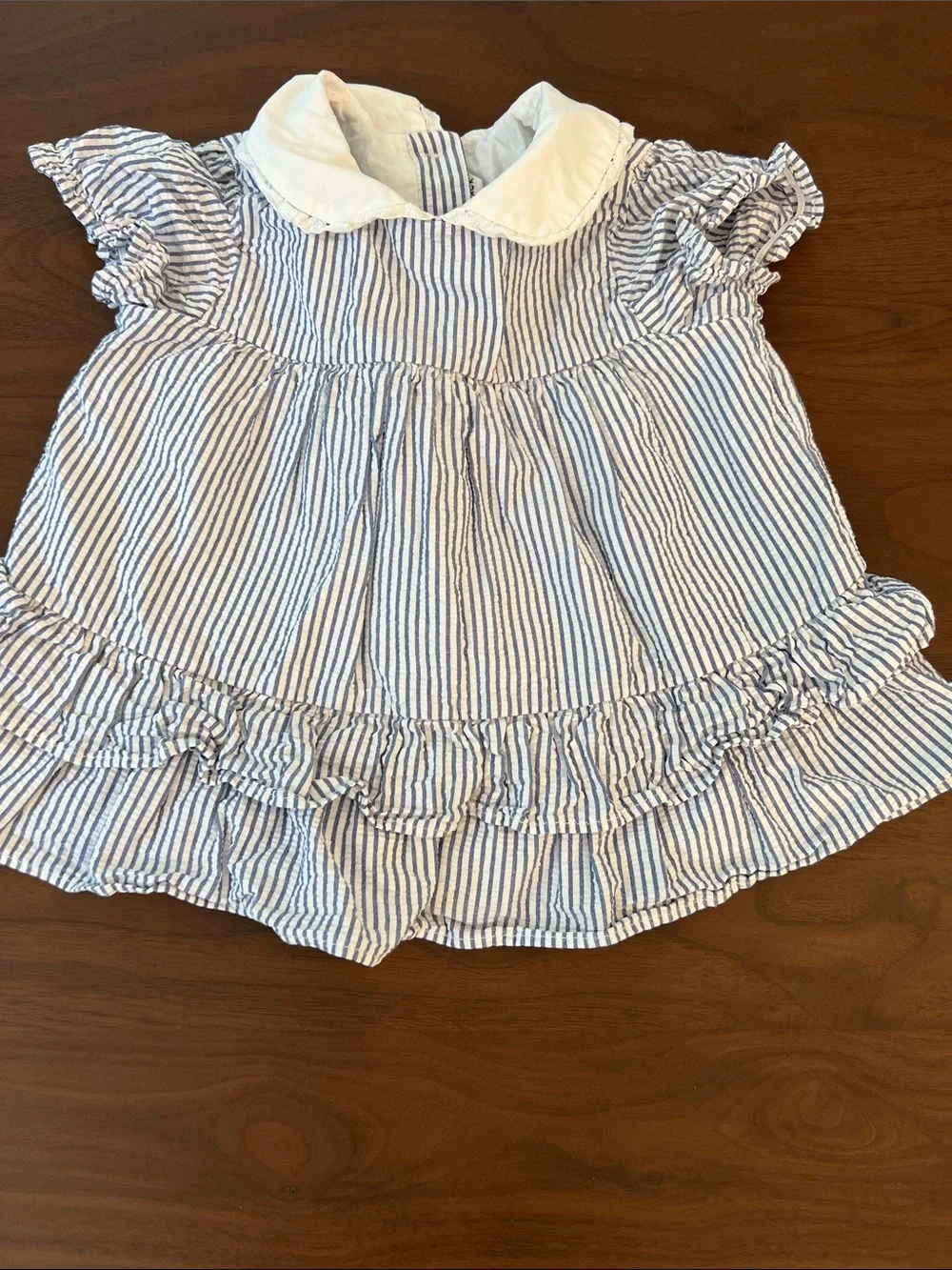 Janie and Jack Blue & White Striped Seer Sucker Top with Bloomer Set, 18-24 mo